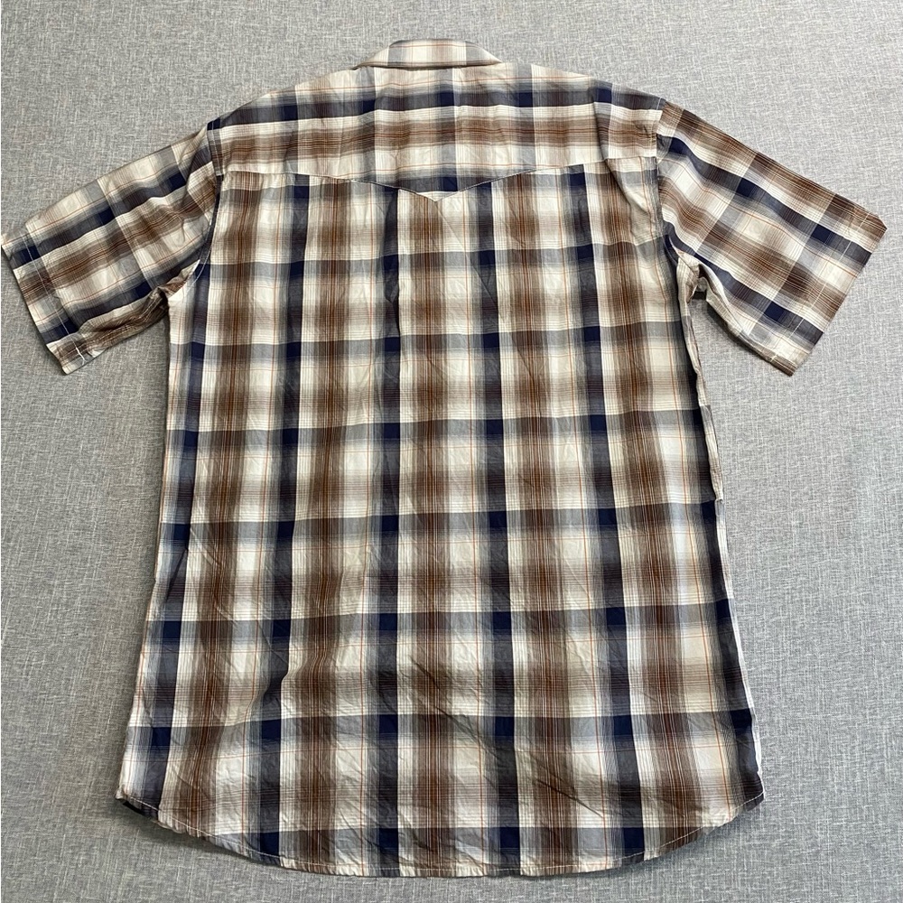 Cowboy Legend Plaid Shirt Brown and Black-Short Sleeve-Pearl Snaps-Size XL - Picture 2 of 5